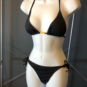 Brazilian Black Bikini with Gold details
